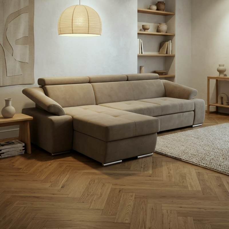 Colțar extensibil Toledo 1 cu tetiere reglabile | Confort living