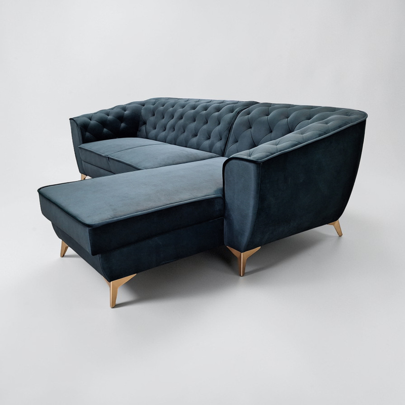 Colțar extensibil Luis 1 Chesterfield cu ladă | Elegant și rafinat