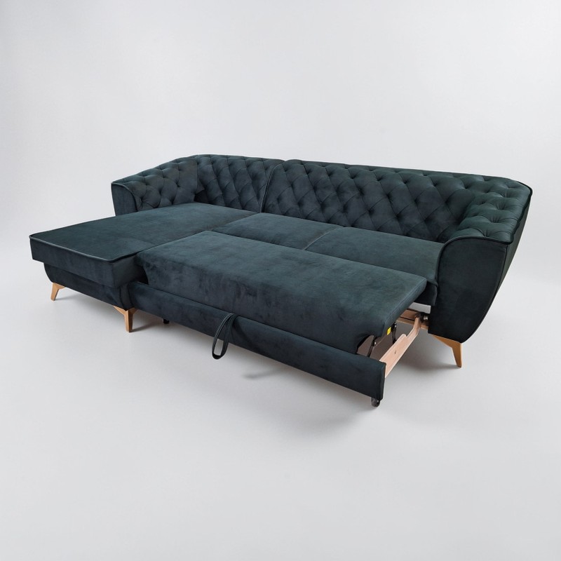 Colțar extensibil Luis 1 Chesterfield cu ladă | Elegant și rafinat