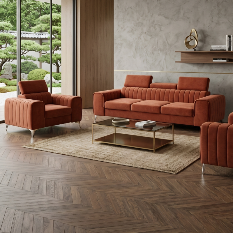 Fotoliu modern CLEMENT cu tetiera reglabila si picioare inalte