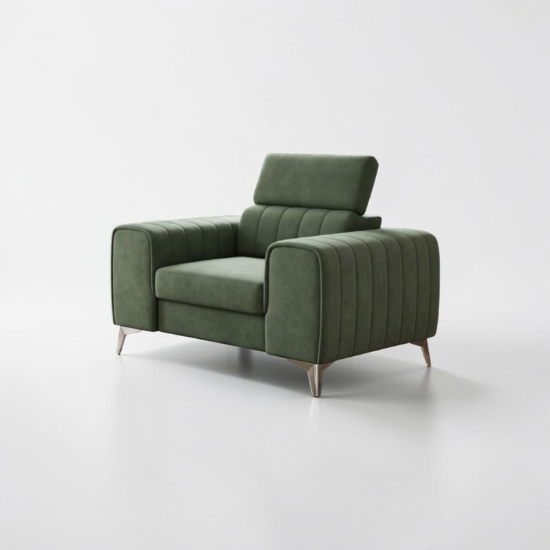 Fotoliu modern CLEMENT cu tetiera reglabila si picioare inalte