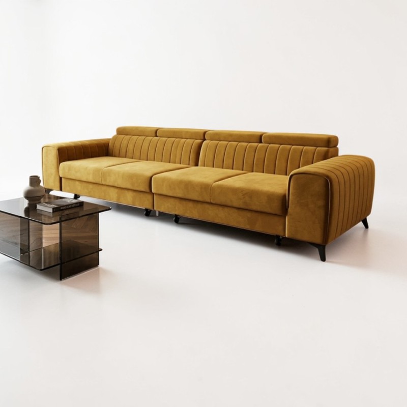 Canapea extensibilă CLEMENT 3 locuri cu tetiere reglabile