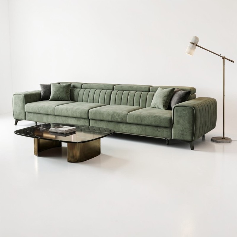 Canapea extensibilă CLEMENT 3 locuri cu tetiere reglabile