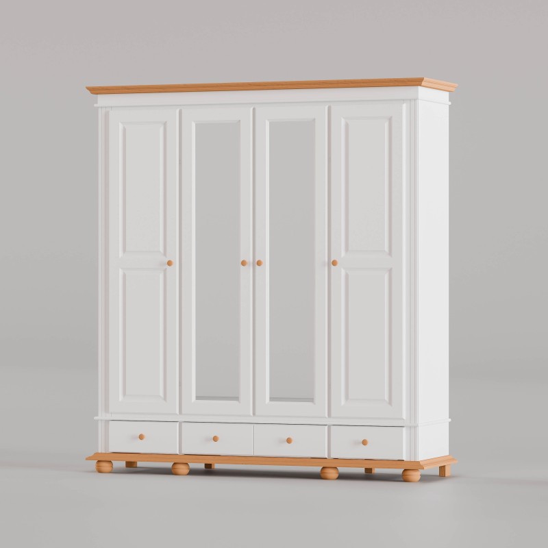 Dormitor SEVA 3 Lemn Masiv Bordo Imperial – Pat + Dulap + Noptiere