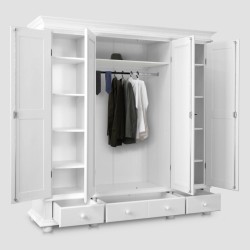 Dormitor SEVA 3 Lemn Masiv Bordo Imperial – Pat + Dulap + Noptiere