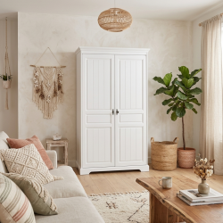 Dulap Cleo 2Usi /Lemn Masiv-Alb