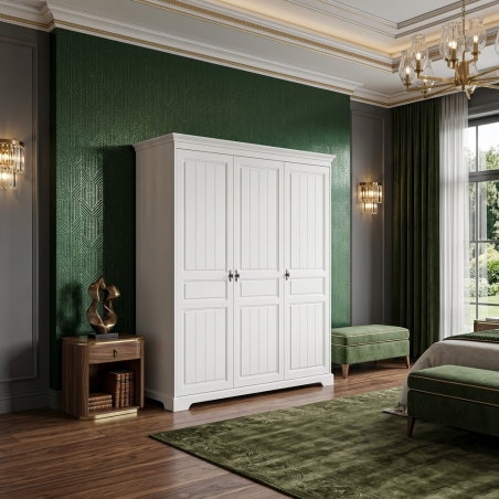 Dulap Cleo 3 Usi / Lemn Masiv, finisaj alb