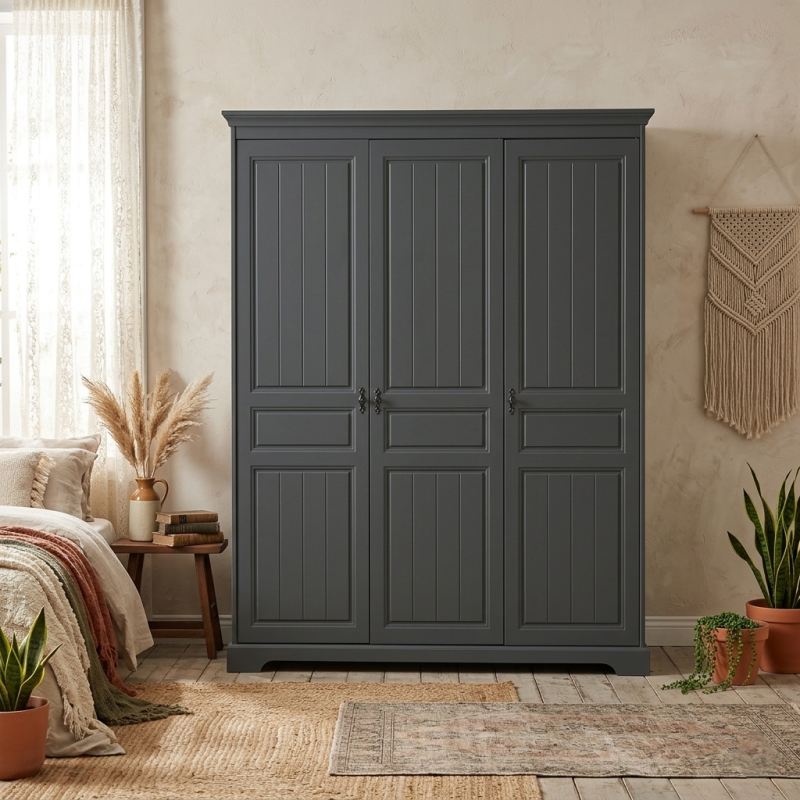 Dulap Cleo 3 Usi Lemn Masiv Finisaj Bordo, Bej, Verde, Maro, Gri  | sofastil.ro