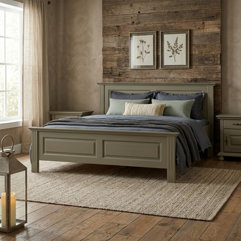 Pat SEVA lemn masiv Verde Salvie – 120–180 cm