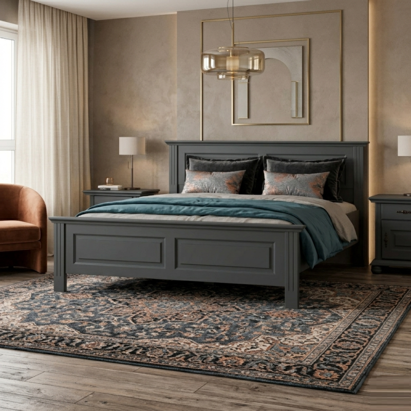 Pat din lemn masiv SEVA Gri Urban  | 120–180 cm