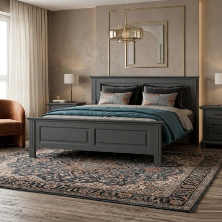 Pat din lemn masiv SEVA Gri Urban  | 120–180 cm