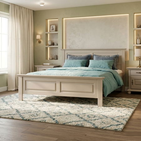 Pat din lemn masiv SEVA Bej Capuciono  | 120–180 cm