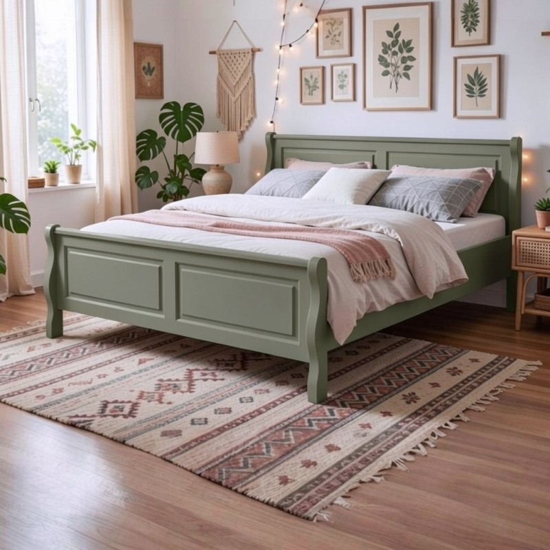 Pat BUCUR lemn masiv, 140 / 160 / 180 x 200 cm - VERDE