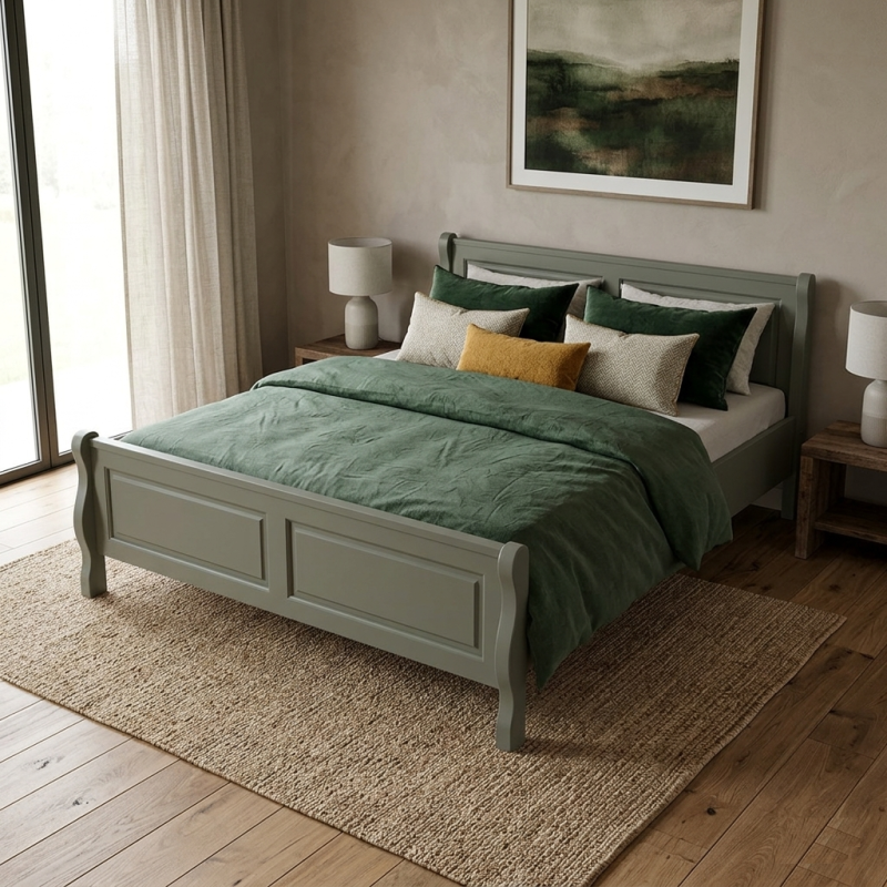 Pat BUCUR lemn masiv, 140 / 160 / 180 x 200 cm - VERDE