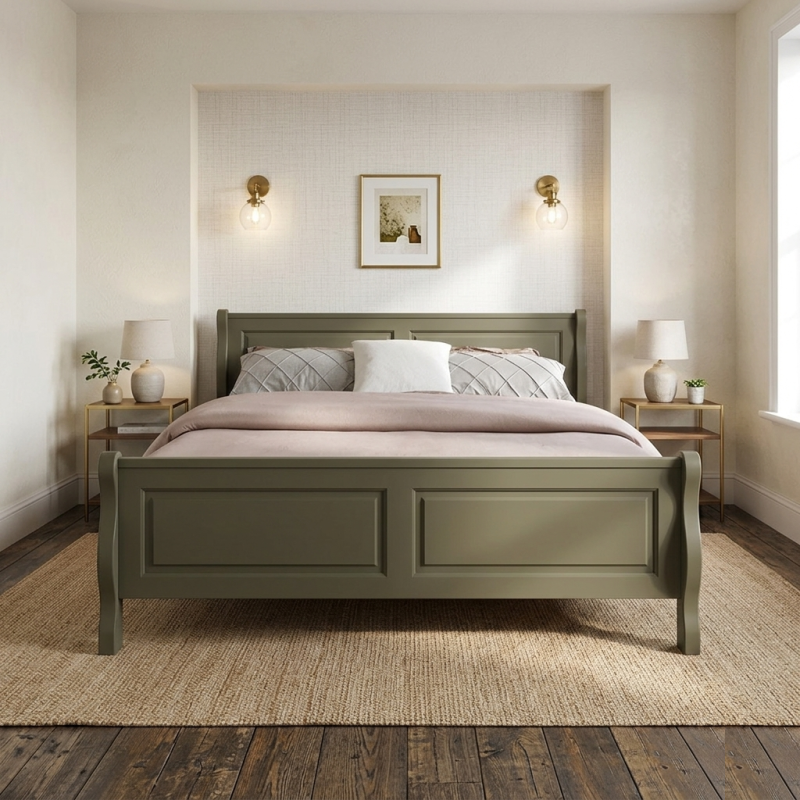 Pat BUCUR lemn masiv, 140 / 160 / 180 x 200 cm - VERDE