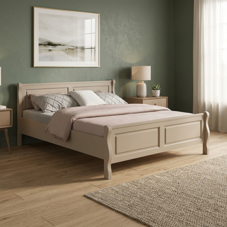 Pat BUCUR lemn masiv, 140 / 160 / 180 x 200 cm - BEJ CAPUCINO