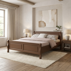 Pat BUCUR lemn masiv, 140 / 160 / 180 x 200 cm - TERRA BROWN