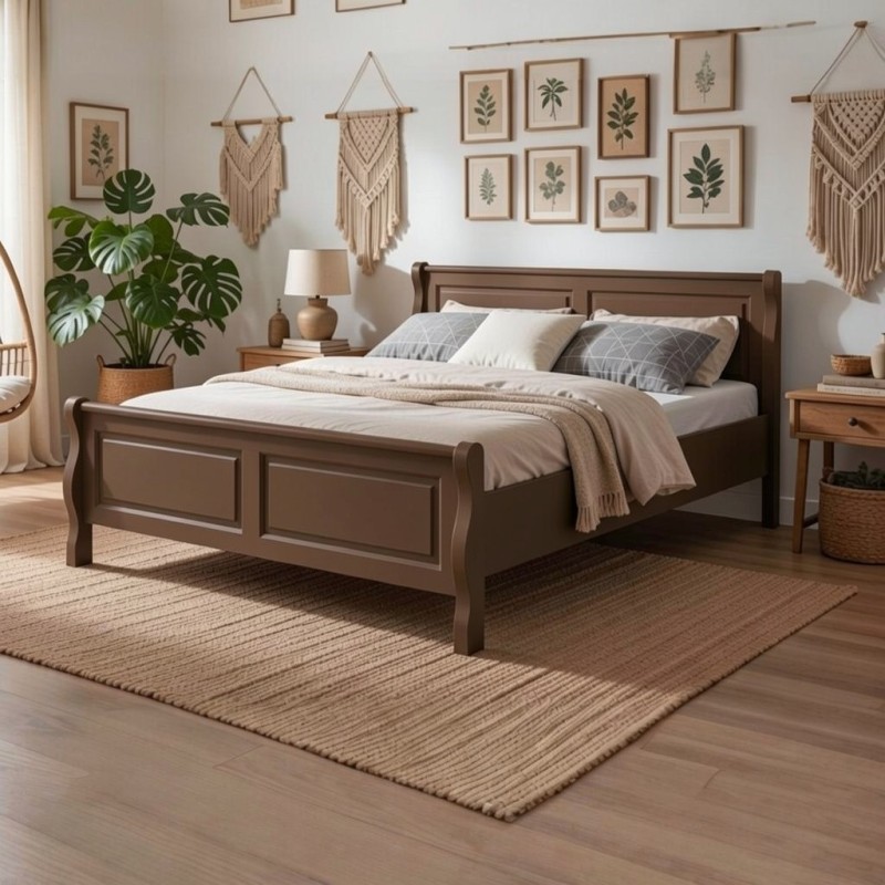 Pat BUCUR lemn masiv, 140 / 160 / 180 x 200 cm - TERRA BROWN