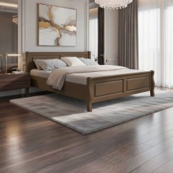 Pat BUCUR lemn masiv, 140 / 160 / 180 x 200 cm - TERRA BROWN