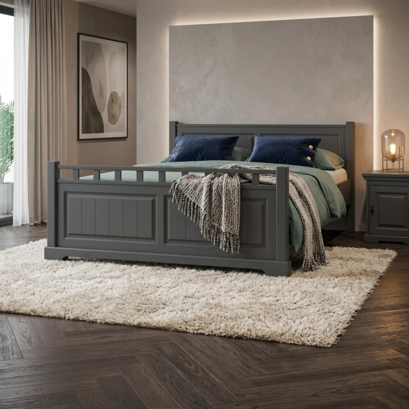 Pat Cleo lemn masiv, 140 / 160 / 180x200 cm - GRI URBAN