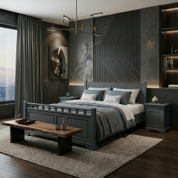 Pat Cleo lemn masiv, 140 / 160 / 180x200 cm - GRI URBAN