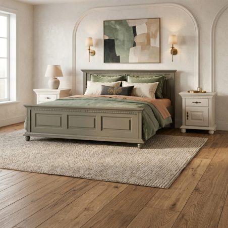 Pat Bucov lemn masiv 120 / 140 / 160  / 180x200 cm - VERDE SALVIE