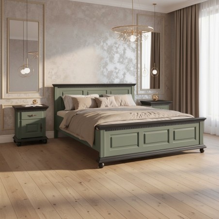 Pat Bucov lemn masiv 120 / 140 / 160  / 180x200 cm - VERDE SALVIE