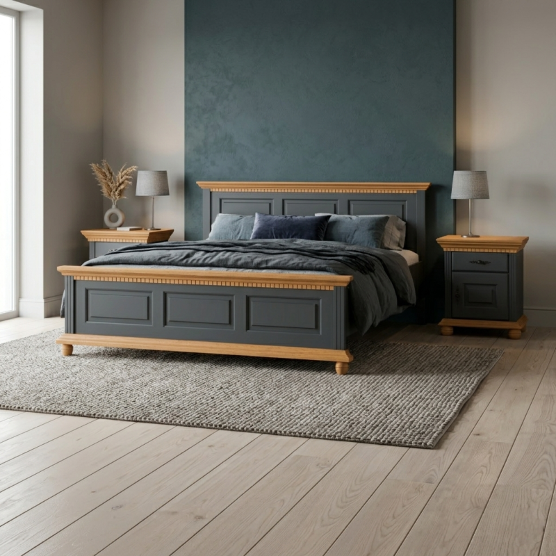 Pat Bucov 120 / 140 / 160  / 180x200 cm, lemn masiv, Gri Urban