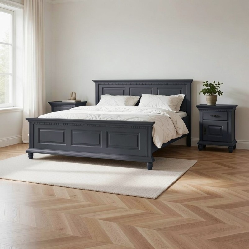 Pat Bucov 120 / 140 / 160  / 180x200 cm, lemn masiv, Gri Urban