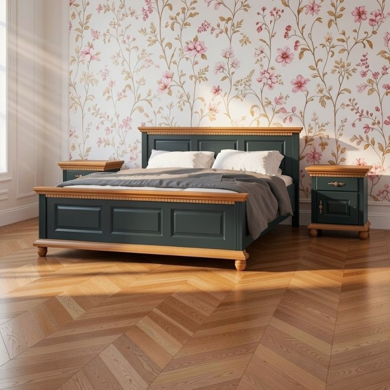 Pat Bucov 120 / 140 / 160  / 180x200 cm, lemn masiv, Gri Urban