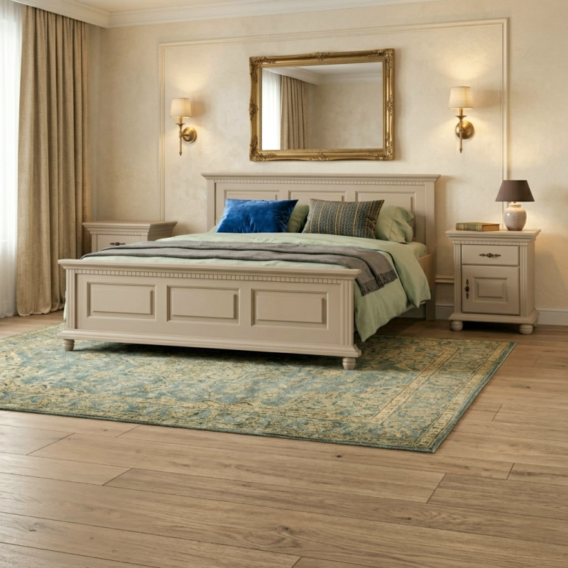 Pat Bucov  lemn masiv 120 / 140 / 160  / 180x200 cm, BEJ CAPUCINO