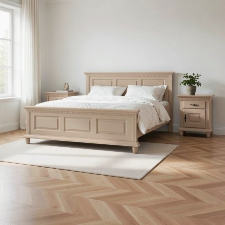 Pat Bucov  lemn masiv 120 / 140 / 160  / 180x200 cm, BEJ CAPUCINO