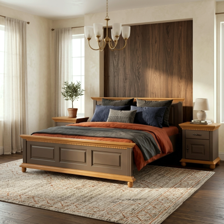 Pat Bucov 120 / 140 / 160  / 180x200 cm, lemn masiv, TERRA BROWN