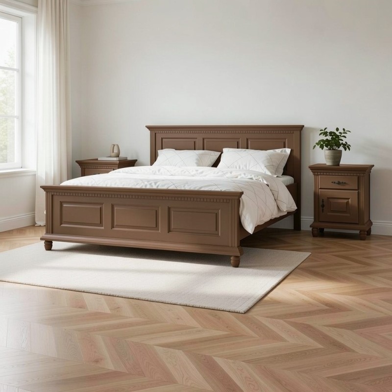 Pat Bucov 120 / 140 / 160  / 180x200 cm, lemn masiv, TERRA BROWN