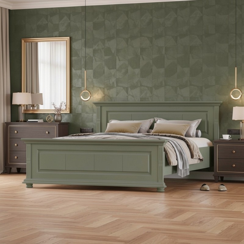 Pat lemn masiv MARA 140 / 160 / 180x200 cm - Verde Salvie