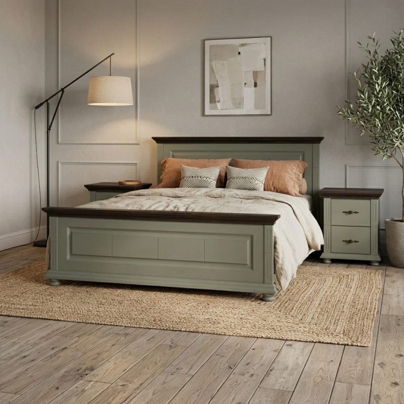 Pat lemn masiv MARA 140 / 160 / 180x200 cm - Verde Salvie