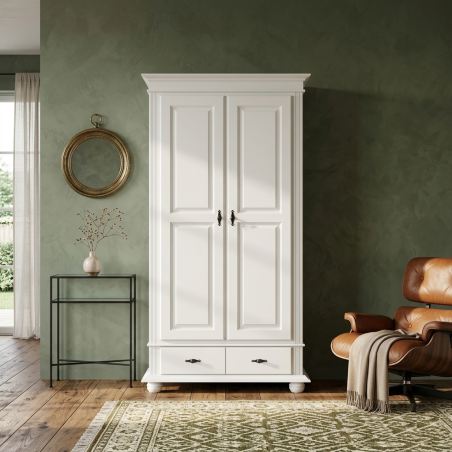 Dulap lemn masiv Seva cu 2 usi | Alb