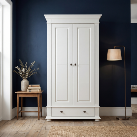 Dulap Vero Hol 2 Uși Lemn Masiv Alb – 110x46x200 cm