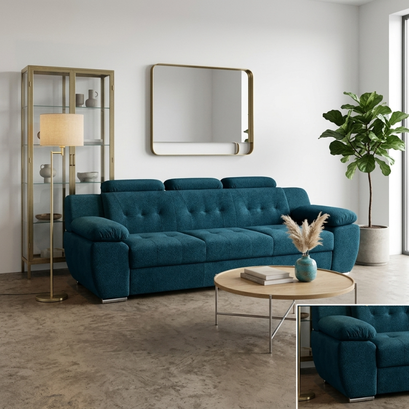 Canapea extensibilă 3 locuri Lord cu tetiere și brațe reglabile