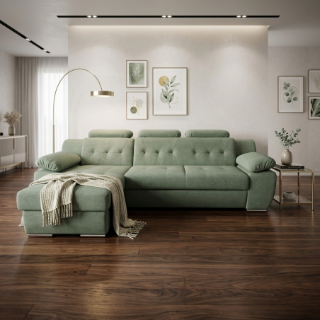 Coltar living extensibil LORD, tetiere reglabile & lada depozitare, personalizabil la comanda