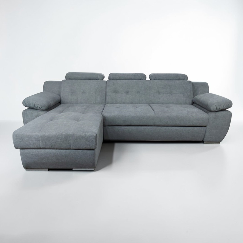 Colțar extensibil Luis modern cu tetiere reglabile și ladă