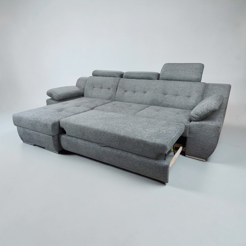 Colțar extensibil Luis modern cu tetiere reglabile și ladă