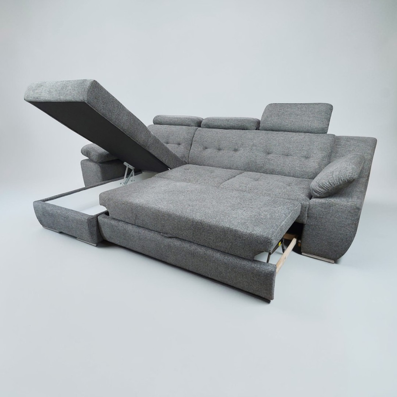 Colțar extensibil Luis modern cu tetiere reglabile și ladă