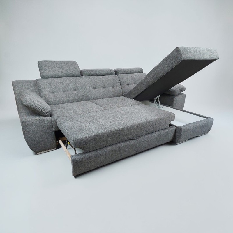 Colțar extensibil Luis modern cu tetiere reglabile și ladă