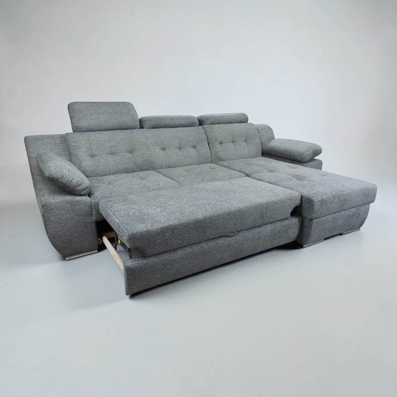 Colțar extensibil Luis modern cu tetiere reglabile și ladă