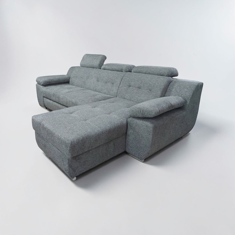 Colțar extensibil Luis modern cu tetiere reglabile și ladă