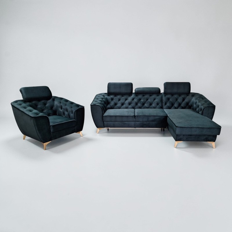 Coltar living Luis, modern, extensibil lada, tetiere reglabile