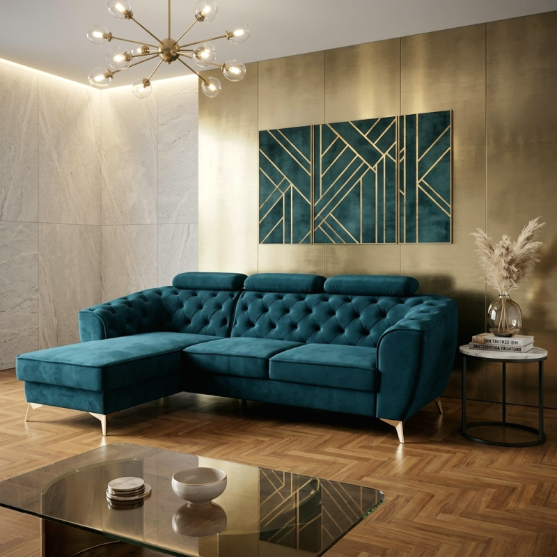 Coltar living Luis, modern, extensibil cu lada