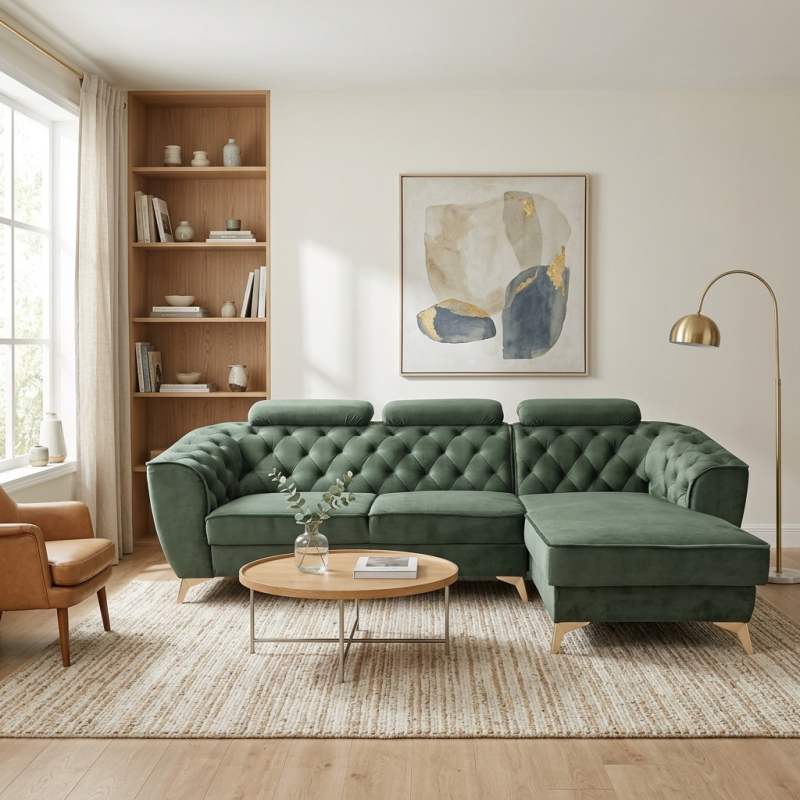 Coltar living Luis, modern, extensibil cu lada