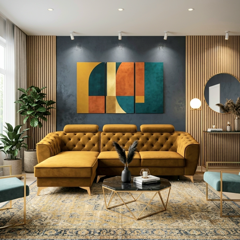 Coltar living Luis, modern, extensibil cu lada